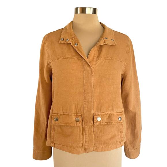 Christian Siriano Linen Blend Jacket Size M Snap Front Fall Casual Work Wear - Picture 1 of 9